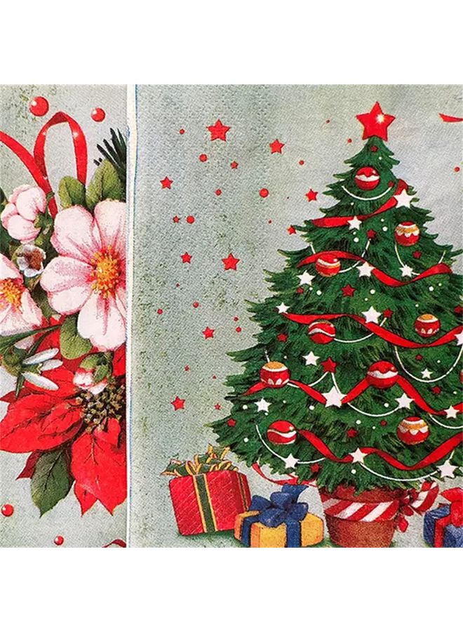 مناديل كوكتيل ذيل الديك الملون للشجرة عيد الميلاد 20 قطعة لديكورات حفلة العطلات - Image 2